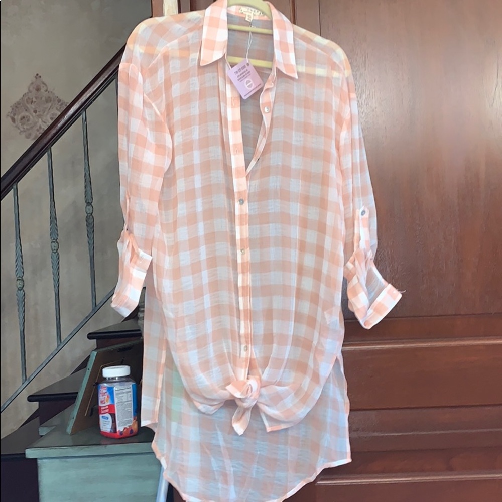 Pink and white blouse, brand new with tags